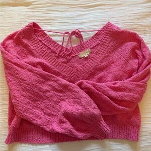 Pink V-Neck Women's Sweater